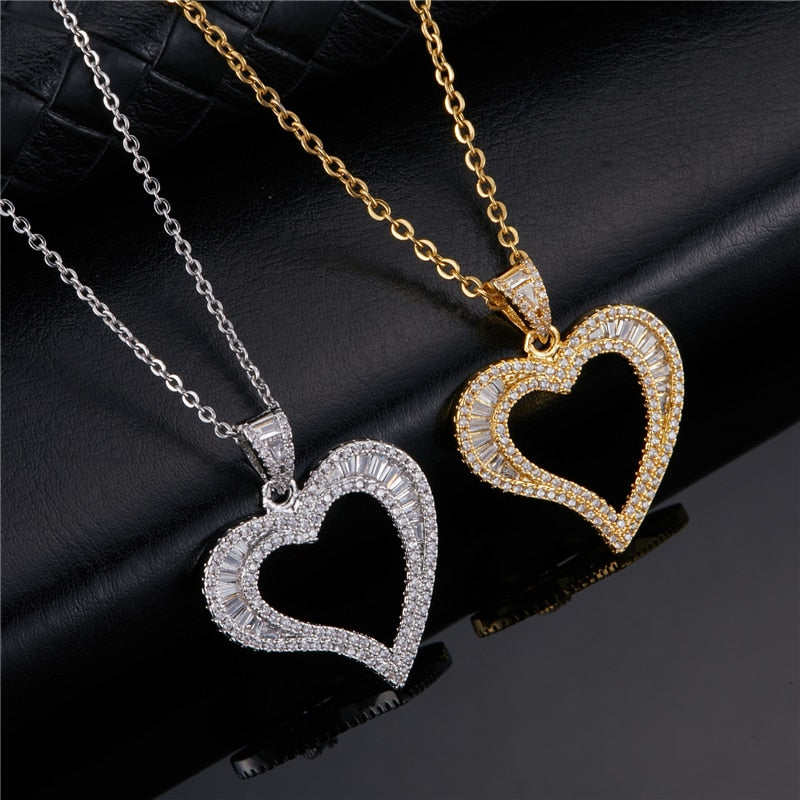 Iced Out Heart Baguette Pendant